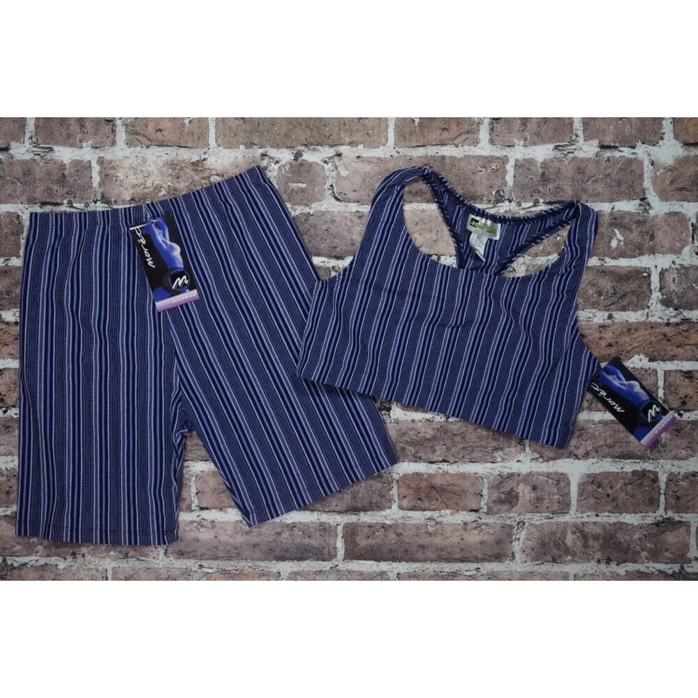 VTG 90s Jacques Moret New Tags Deadstock Women XL Athleisure Set Stripe Pilates